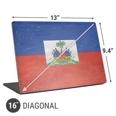 Haiti Flag Distressed Universal Laptop 16in (13 x 9.4in) Skin
